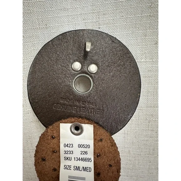 Western boho leather Disc Concho Belt Brown silver grommets SML/MED adjustable - Picture 3 of 16